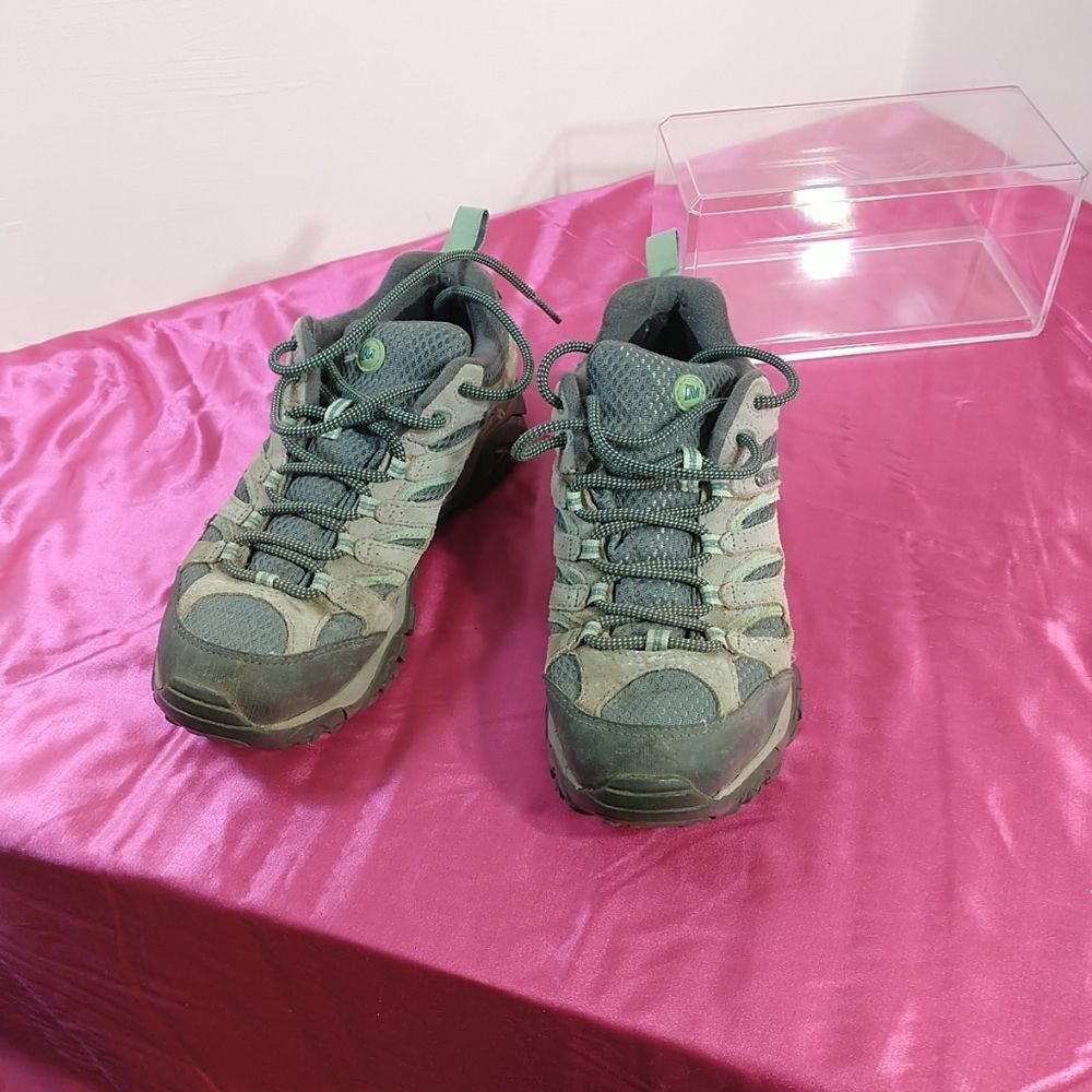 Merrell Womens Moab Vibram Hiking Shoes Sz 7.5 Drizzle/Mint J24462. - Picture 8 of 8